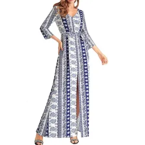 Mandala Print Long Chiffon Dress