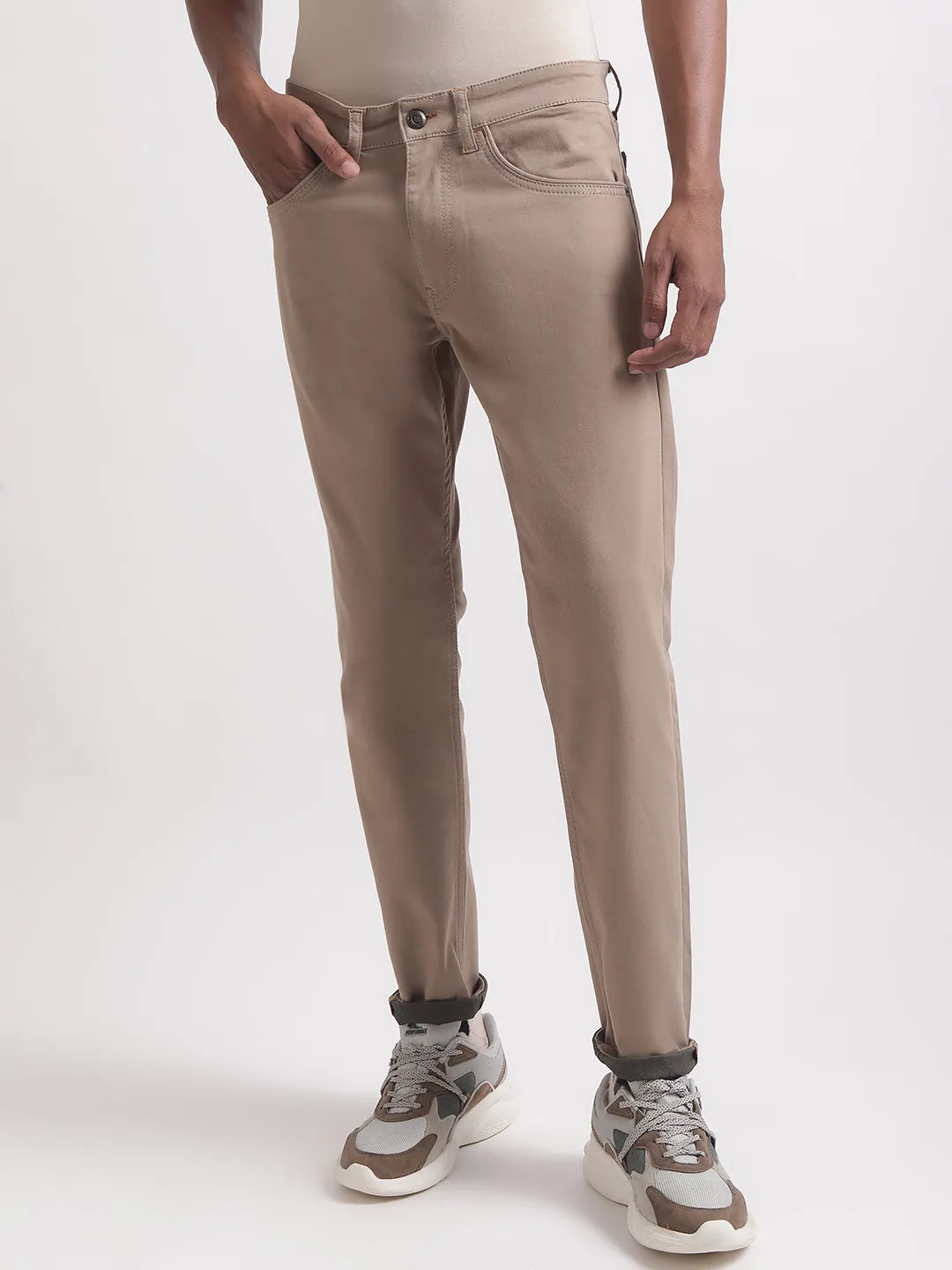 Matinique Men Khaki Solid Regular Fit Jeans