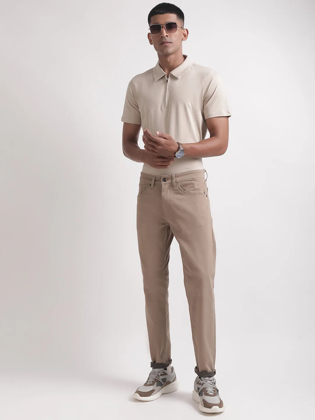Matinique Men Khaki Solid Regular Fit Jeans