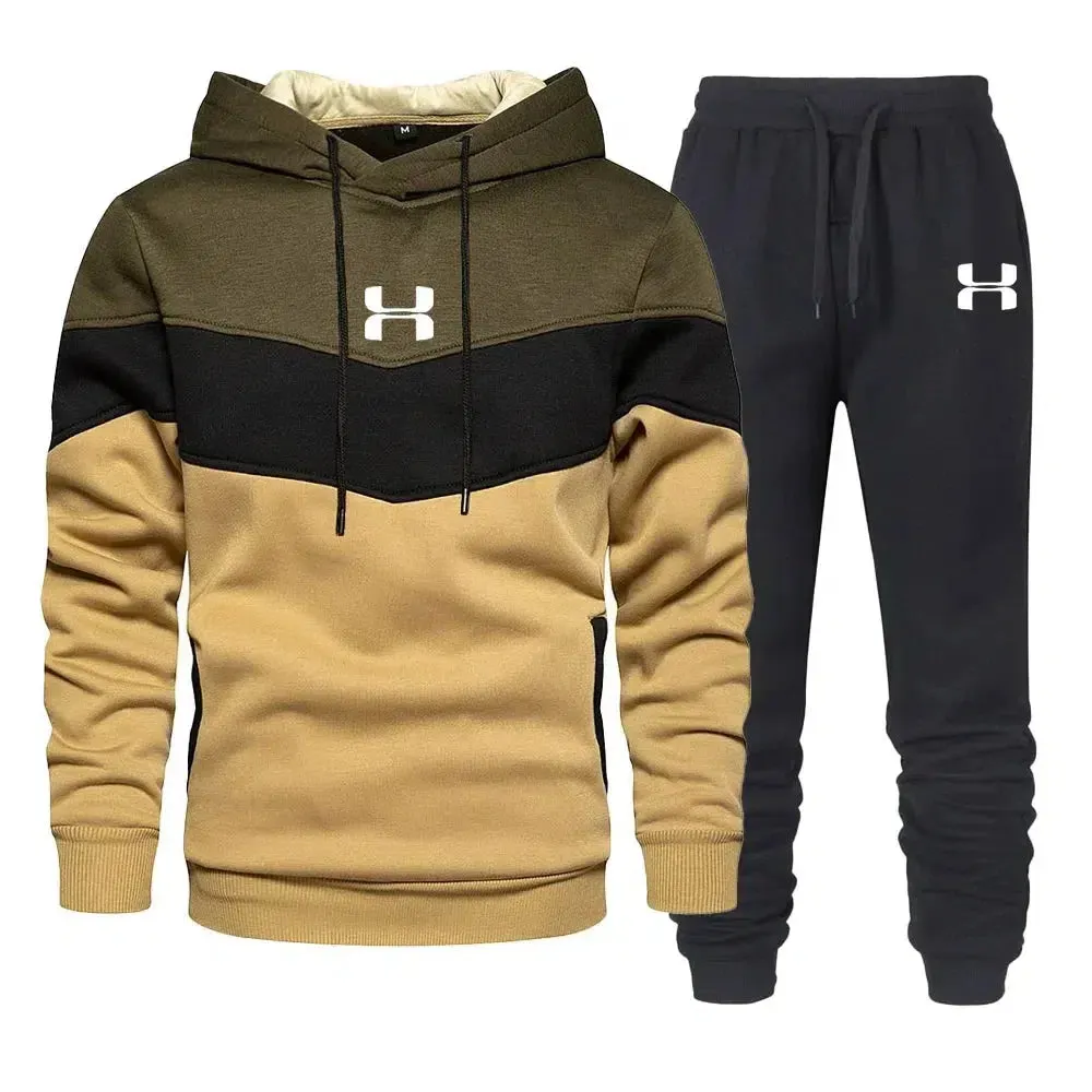 Men's Print Tracksuit Winter Casual Hoodies   Long Pants