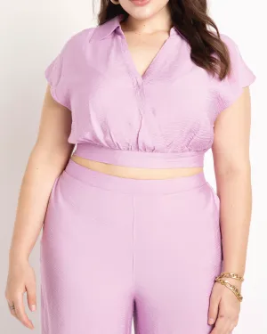 Nora Collared Crop Blouse | Violet Tulle