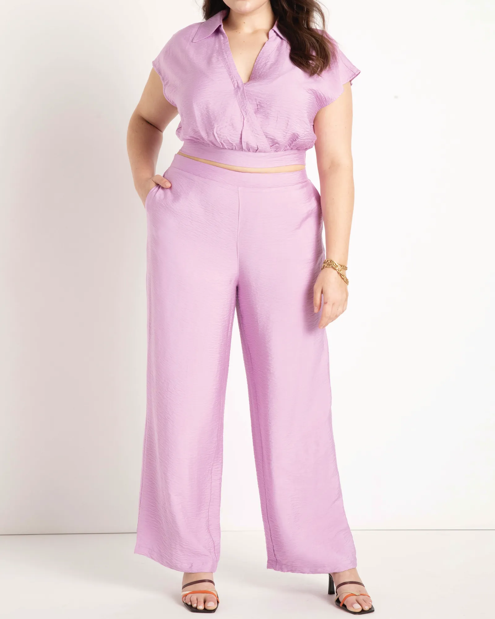 Nora Collared Crop Blouse | Violet Tulle