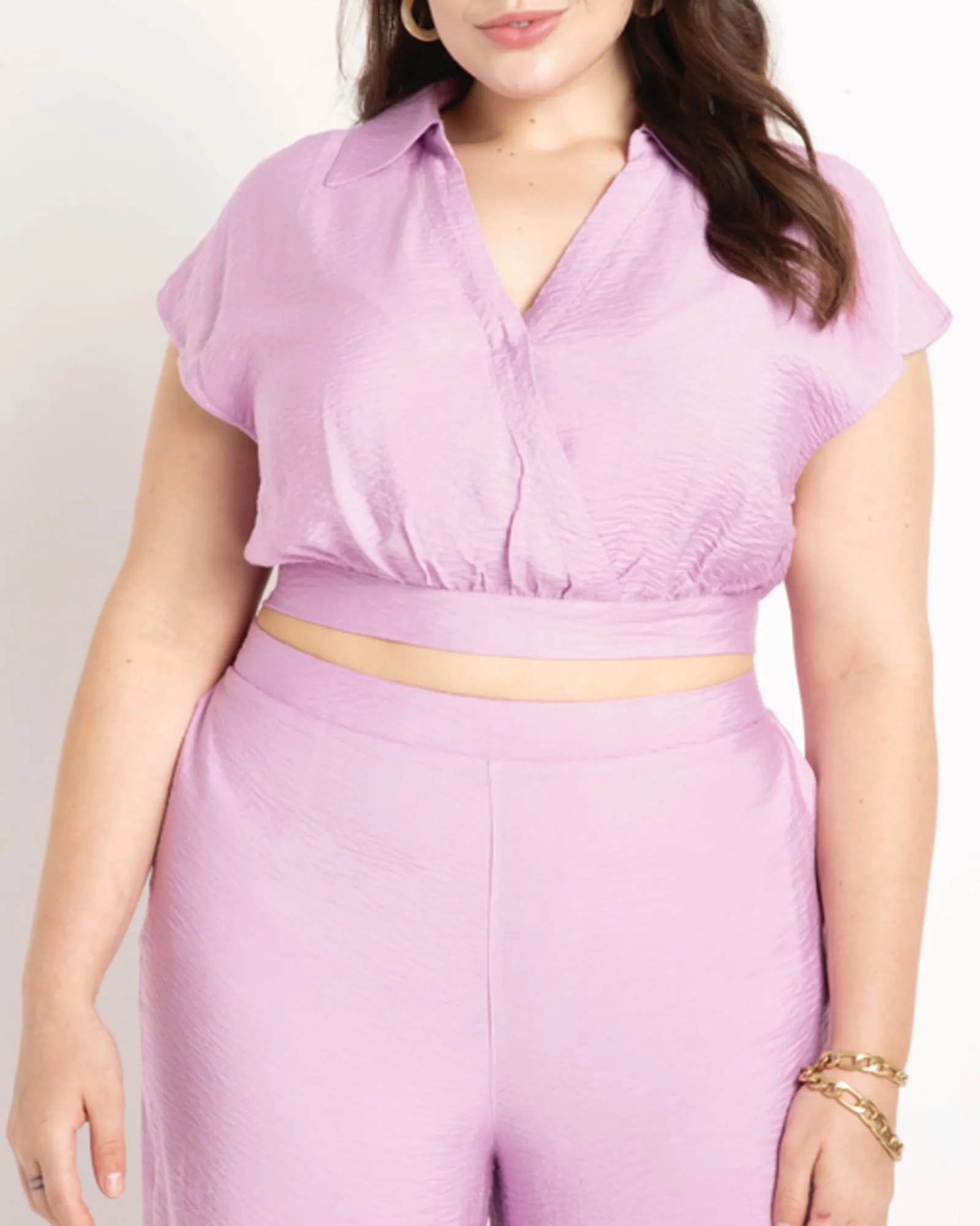 Nora Collared Crop Blouse | Violet Tulle