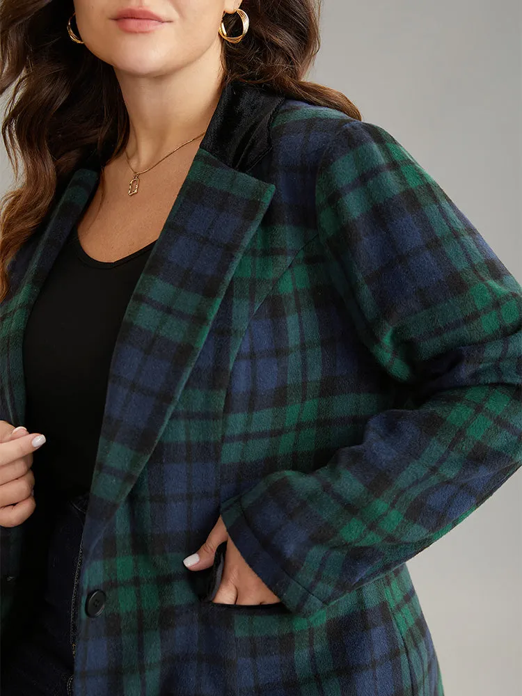 Plaid Button Up Patchwork Flap Pocket Blazer