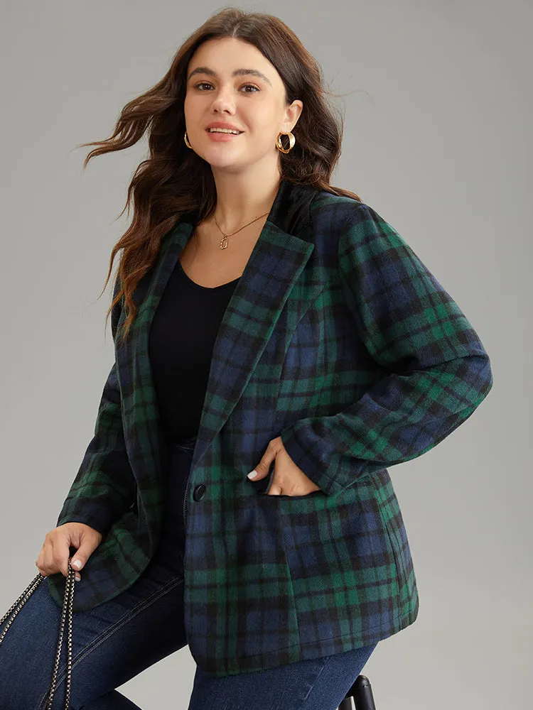 Plaid Button Up Patchwork Flap Pocket Blazer