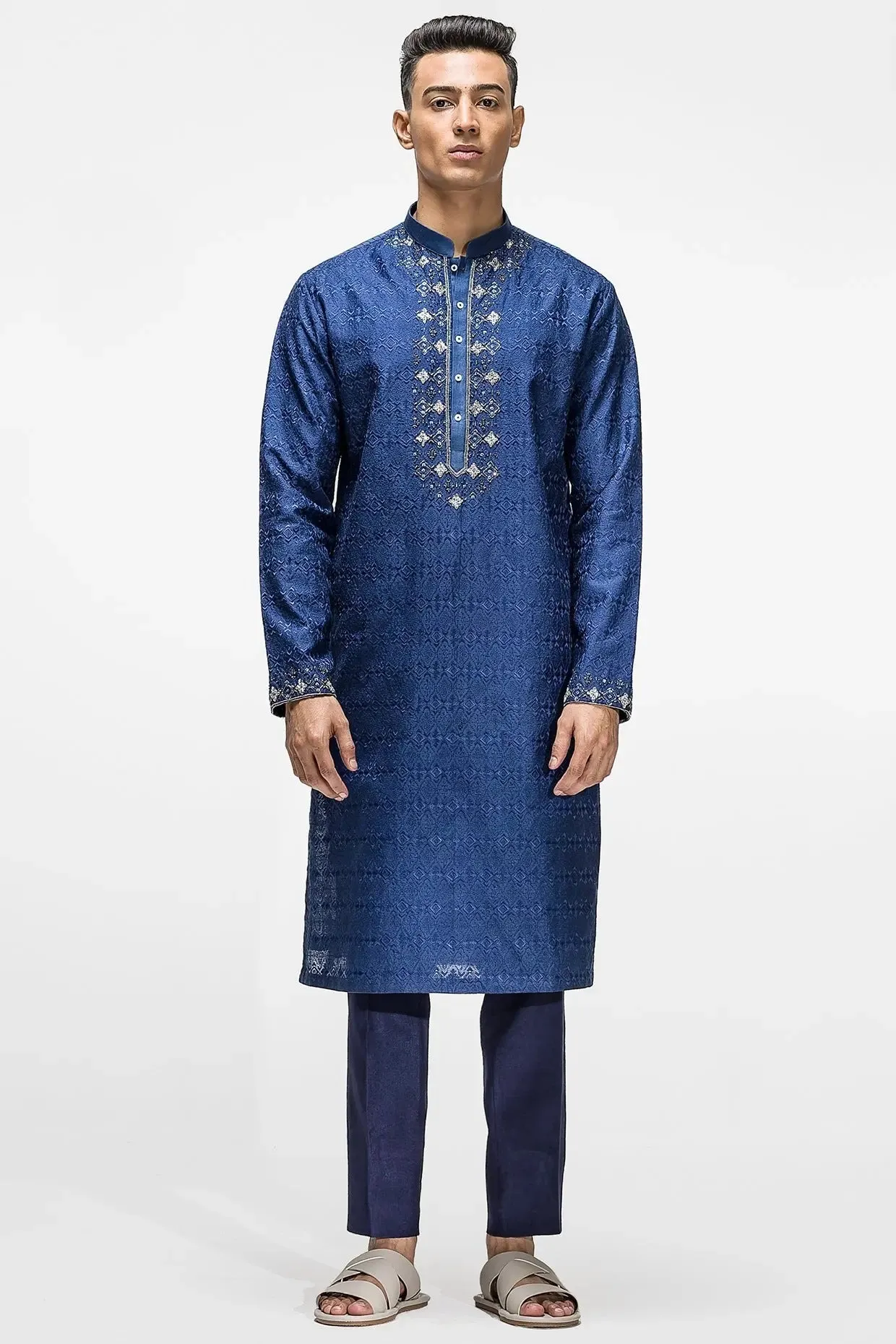 Royal Blue Dabka Threadwork Kurta