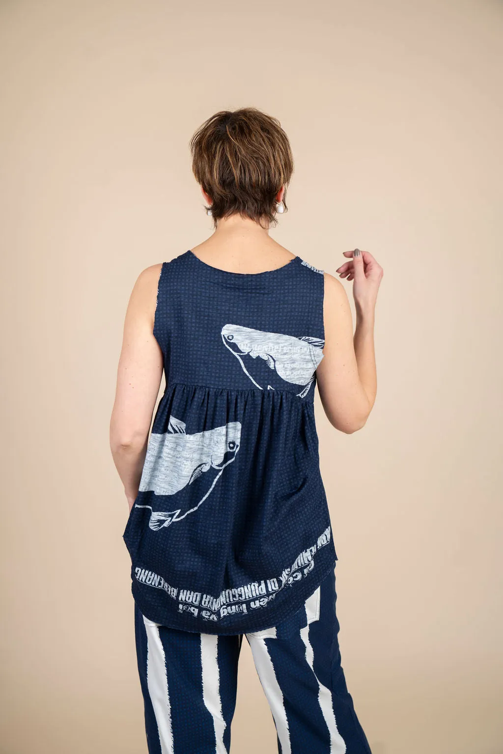 Rundholz - Women's Tank Top in Navy Print - 3640803