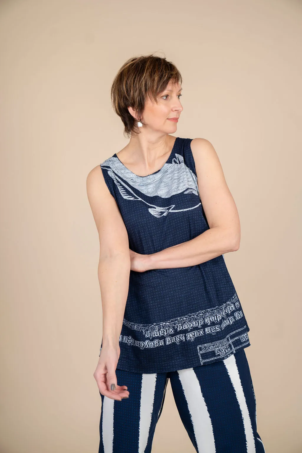 Rundholz - Women's Tank Top in Navy Print - 3640803