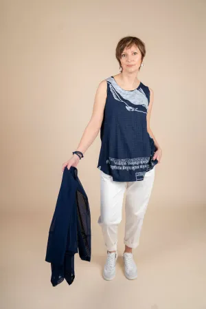 Rundholz - Women's Tank Top in Navy Print - 3640803