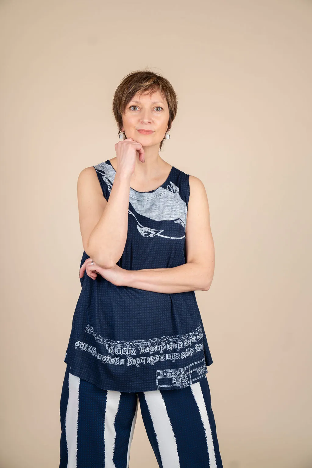 Rundholz - Women's Tank Top in Navy Print - 3640803