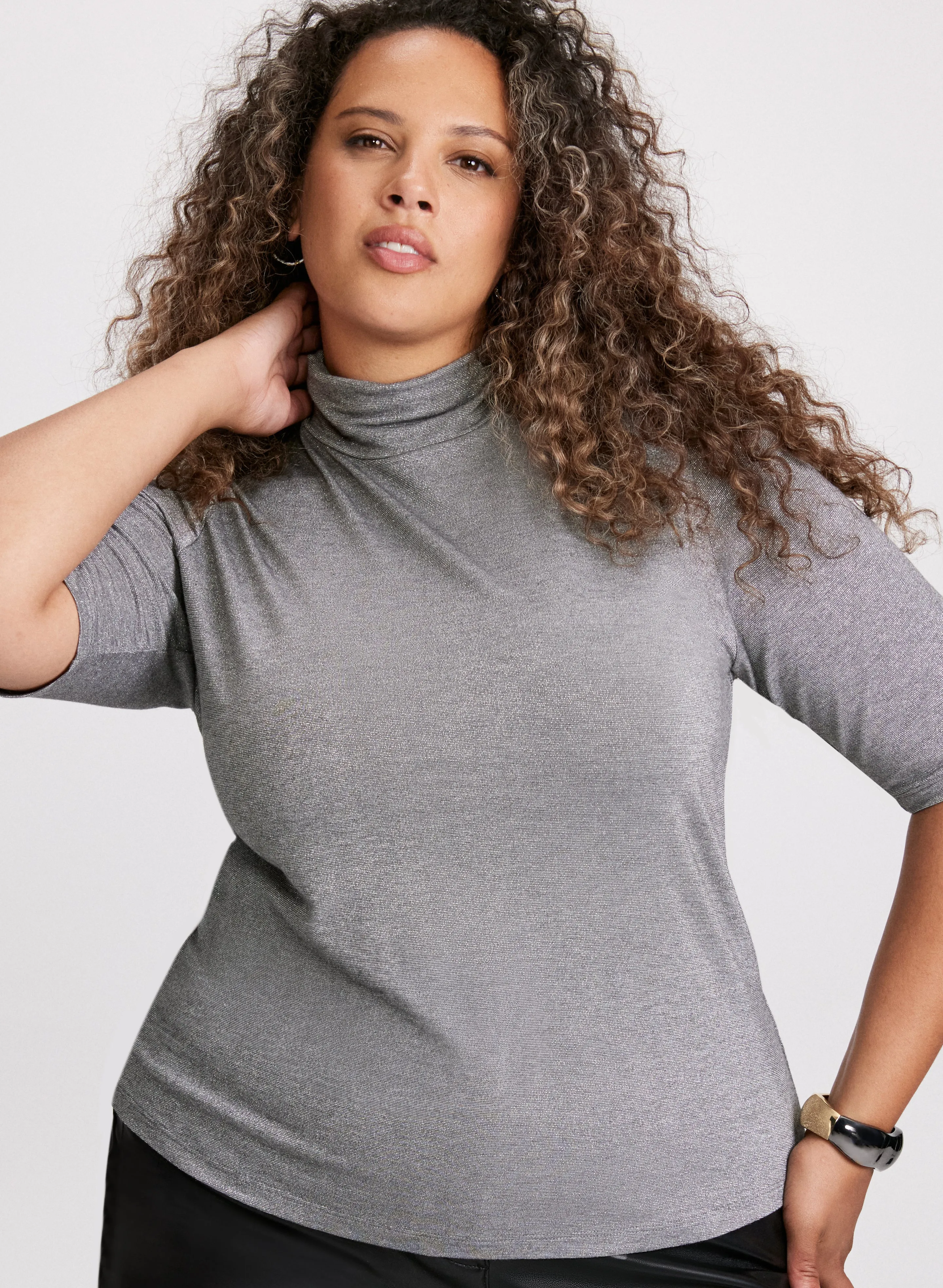 Short Sleeve Funnel Neck Top