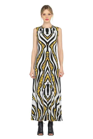 Sleevless A Line Long Curved Hemline Dress