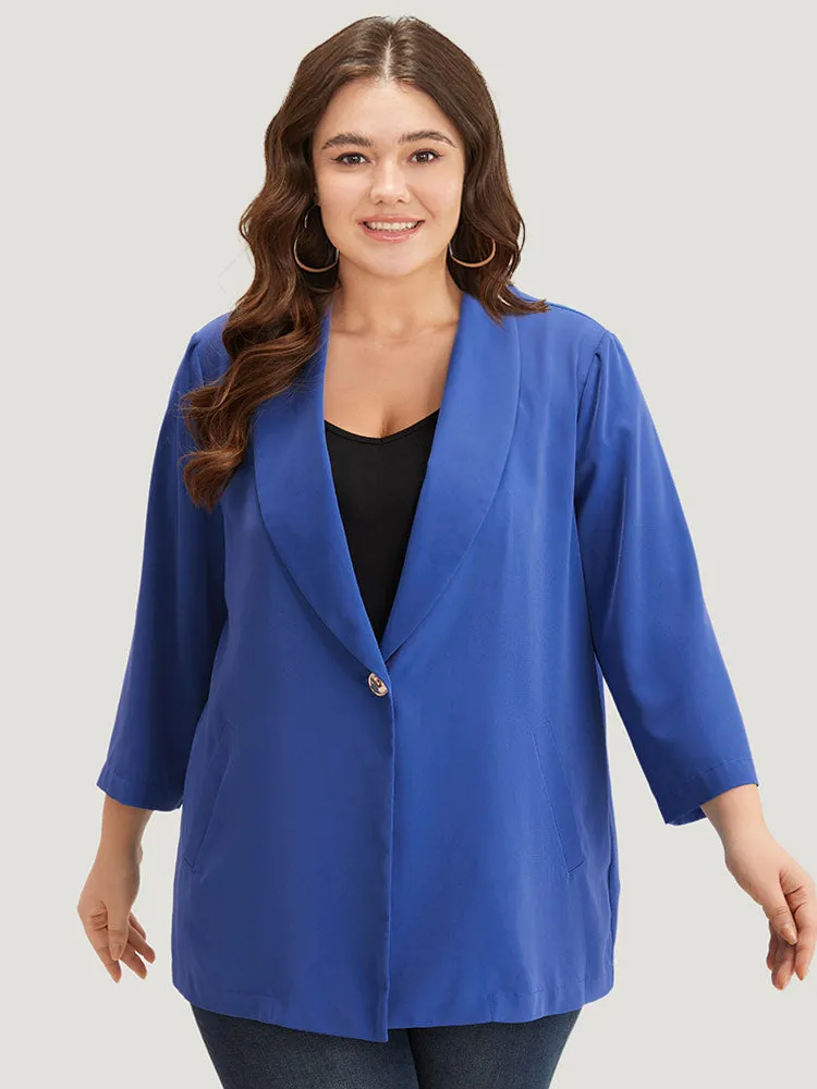 Solid Lapel Collar Pocket Blazer