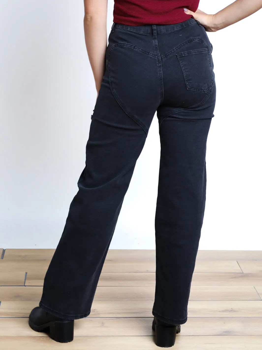 Still Bejeweled Washed Front Cut Rhinestone Jeans- Final Sale