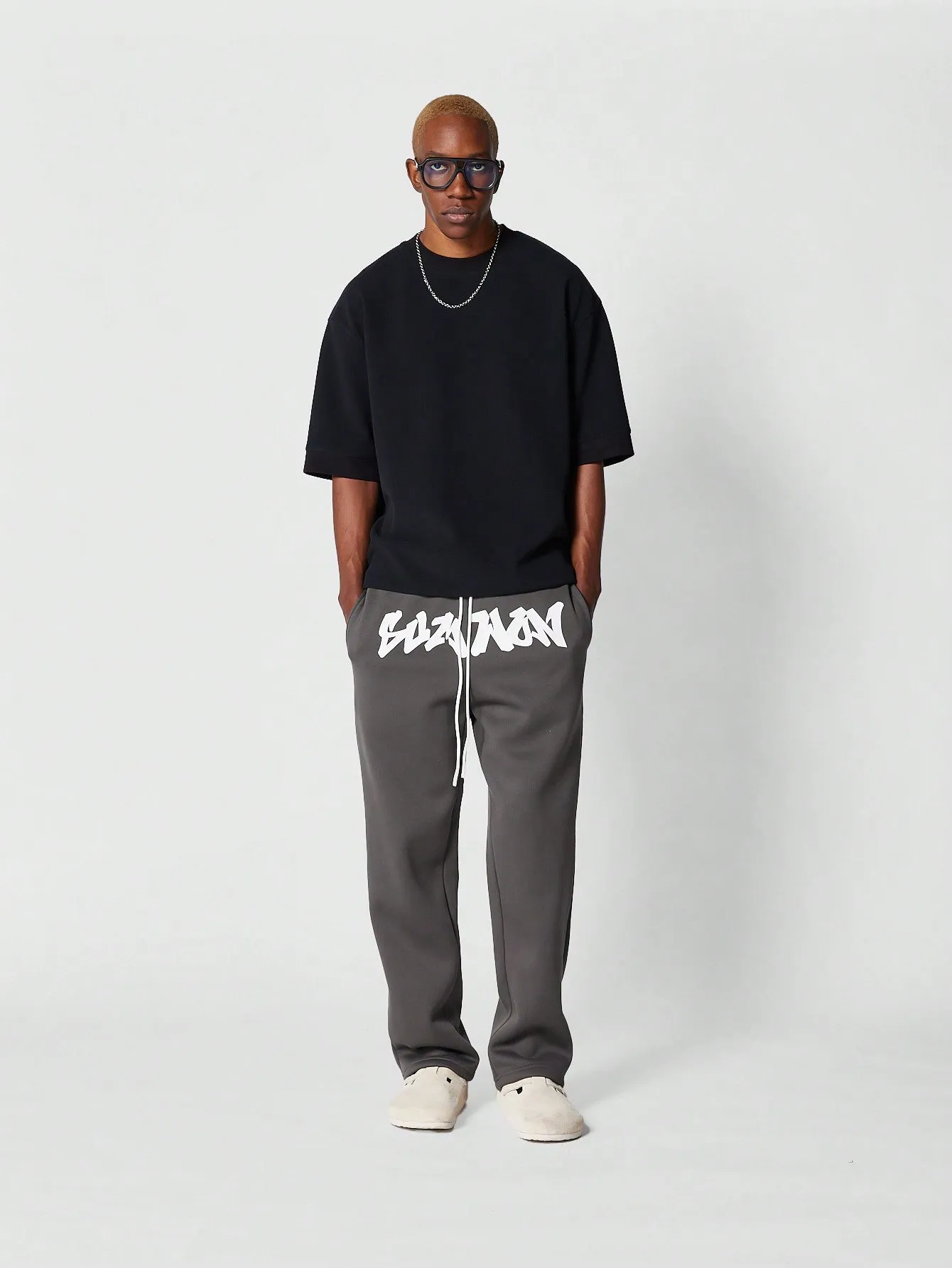 Straight Leg Jogger With Front Print