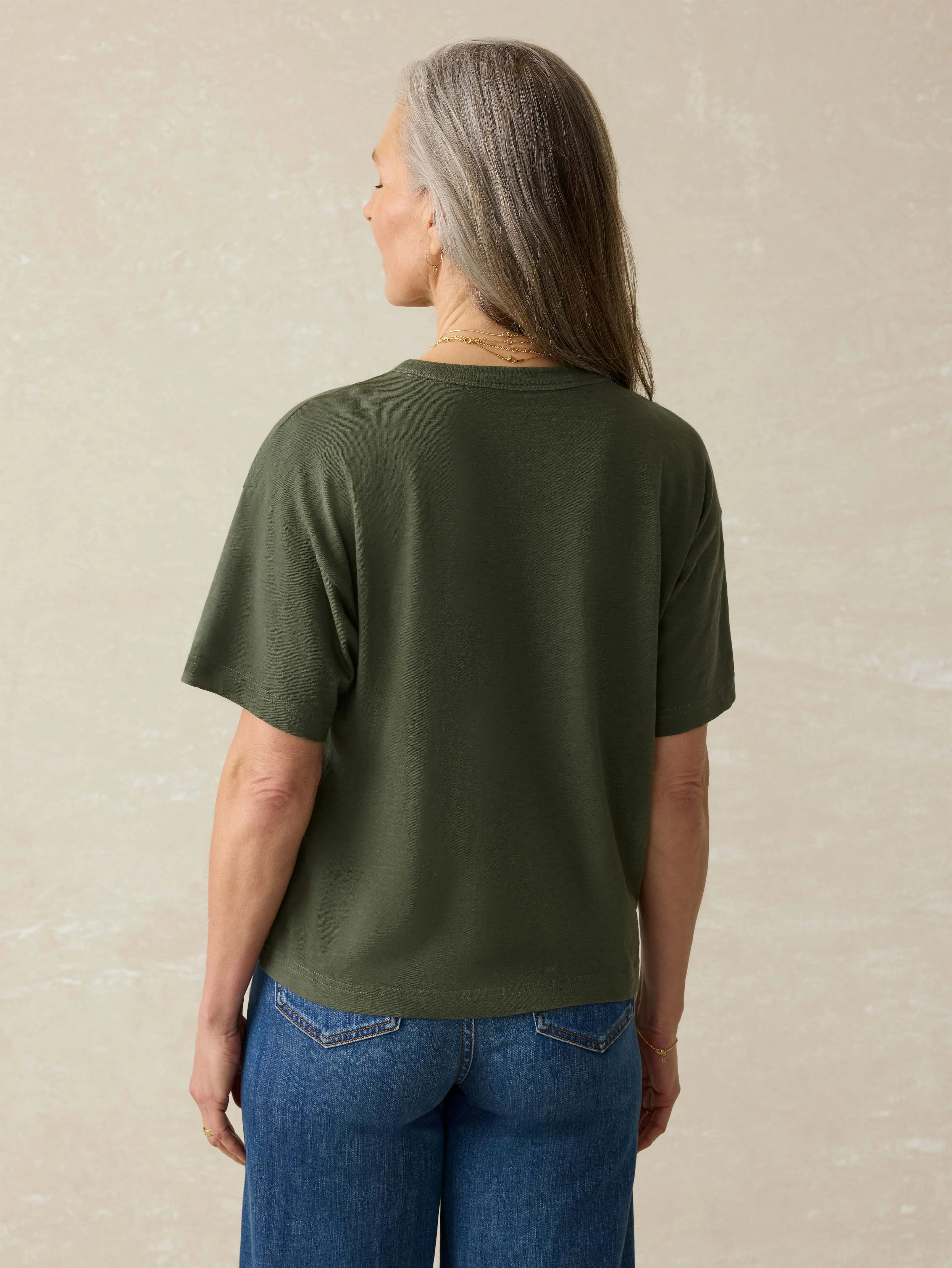 Sunwashed Regenerative Cotton Relaxed Tee - Thyme
