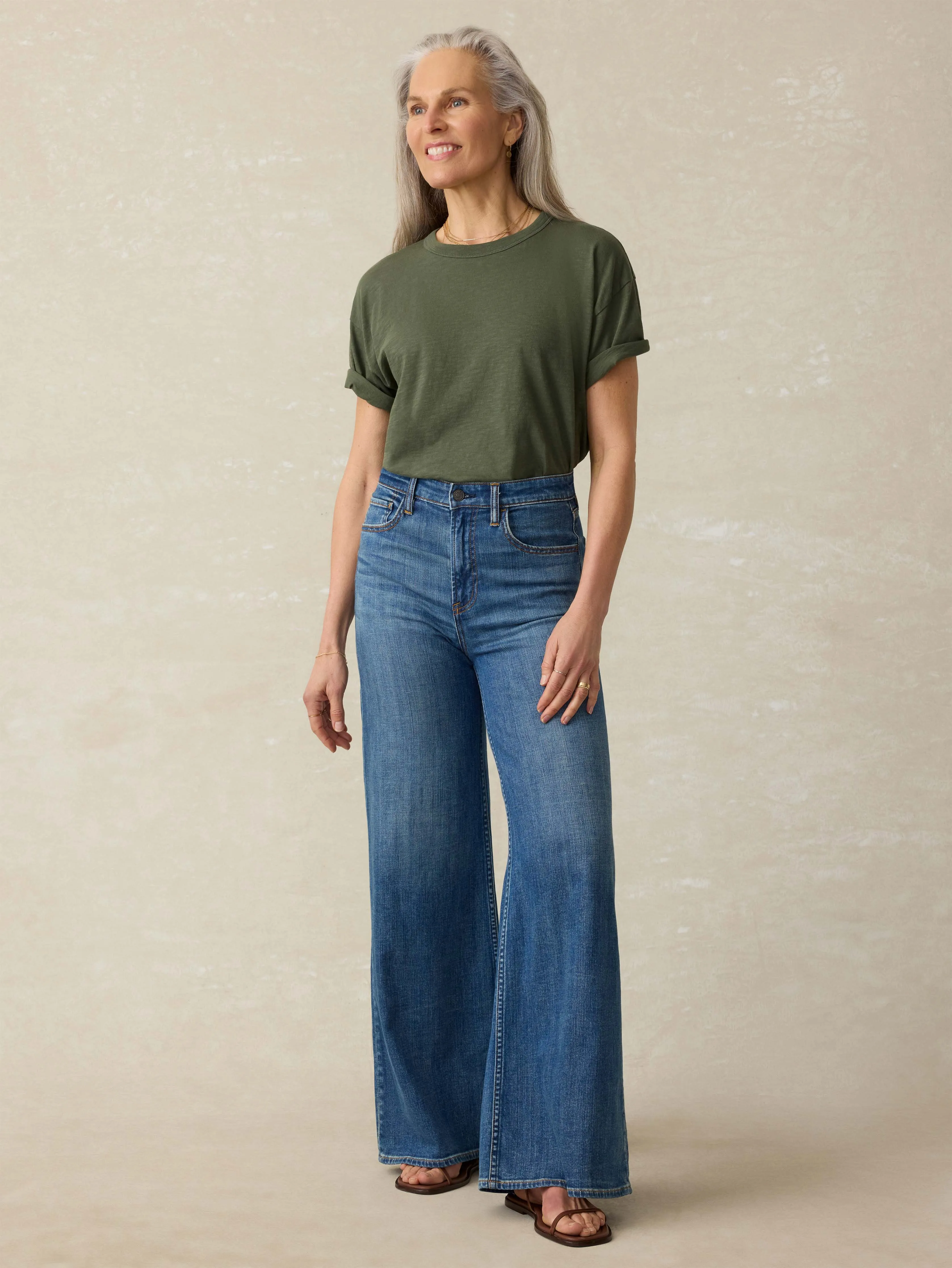 Sunwashed Regenerative Cotton Relaxed Tee - Thyme