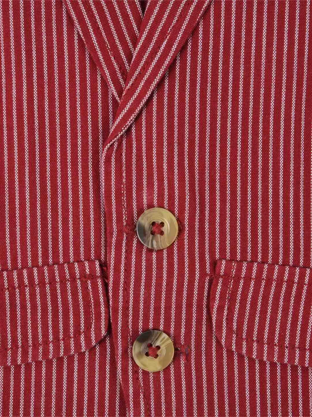 ToffyHouse Maroon Pinstripe Blazer with Elegant Button Closure