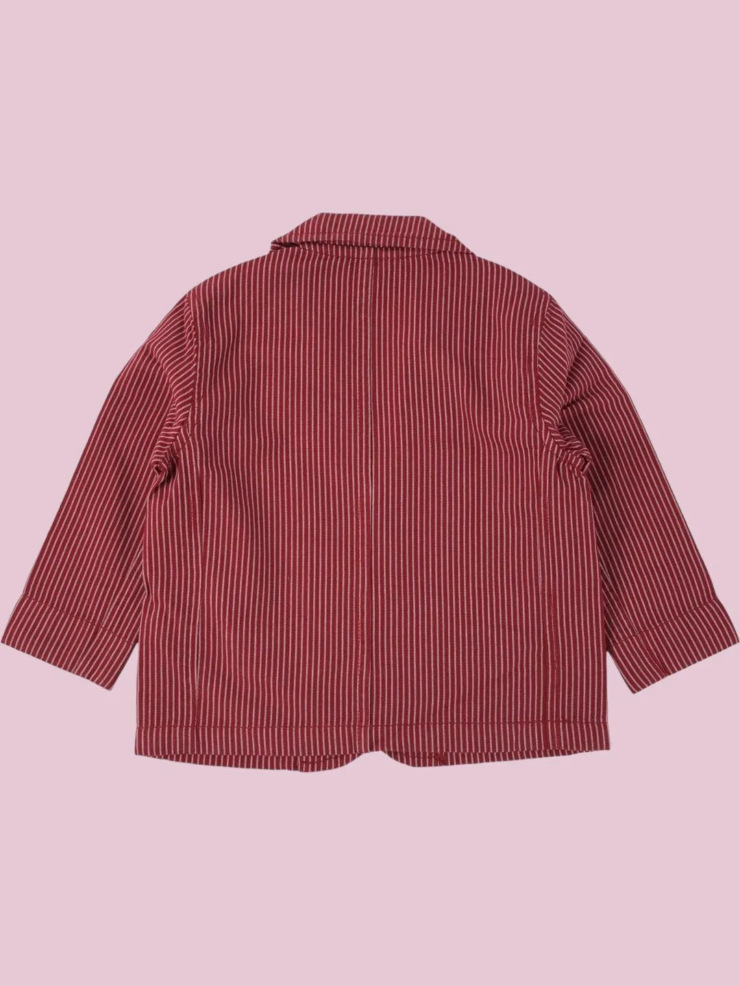 ToffyHouse Maroon Pinstripe Blazer with Elegant Button Closure