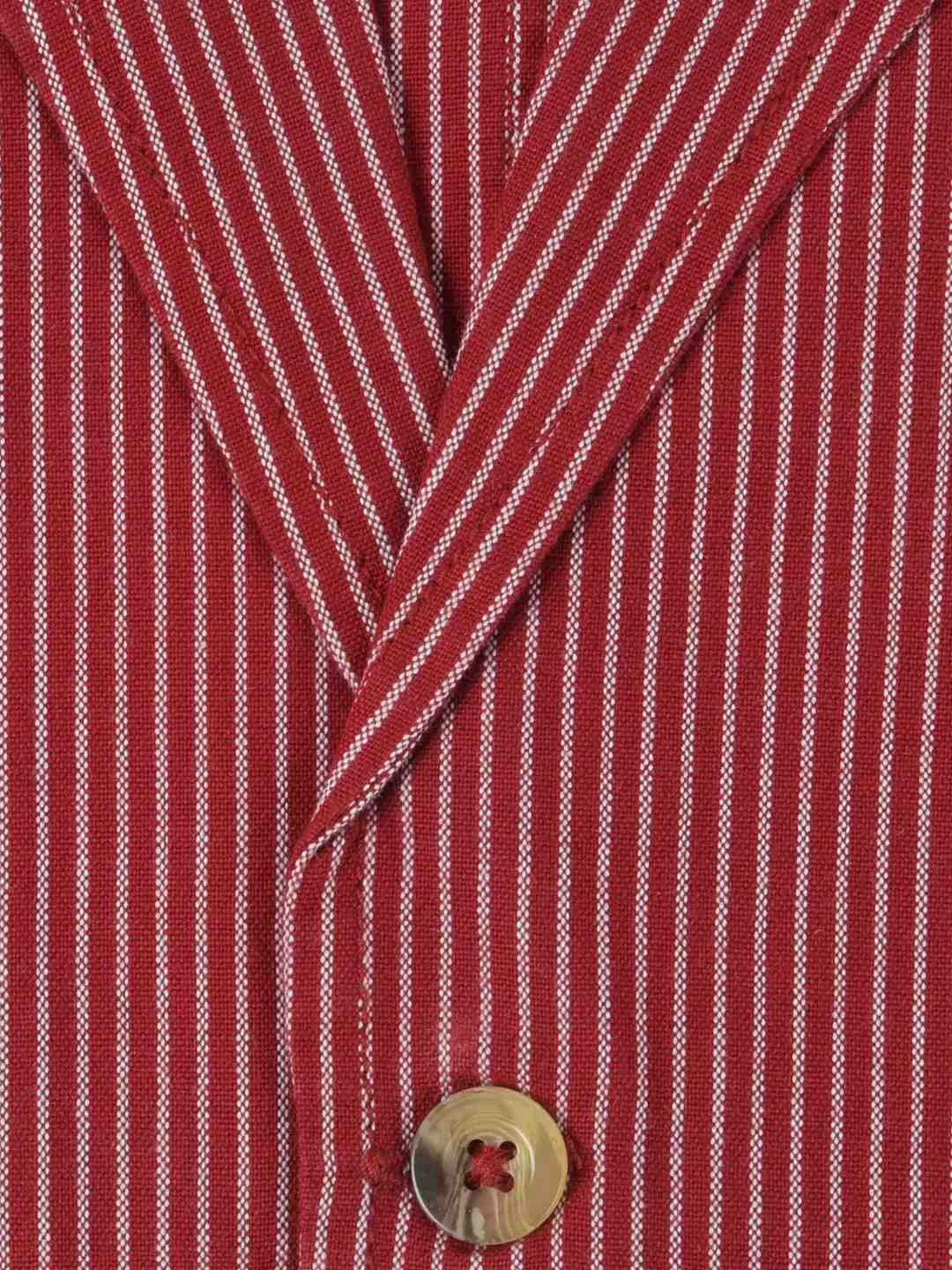 ToffyHouse Maroon Pinstripe Blazer with Elegant Button Closure