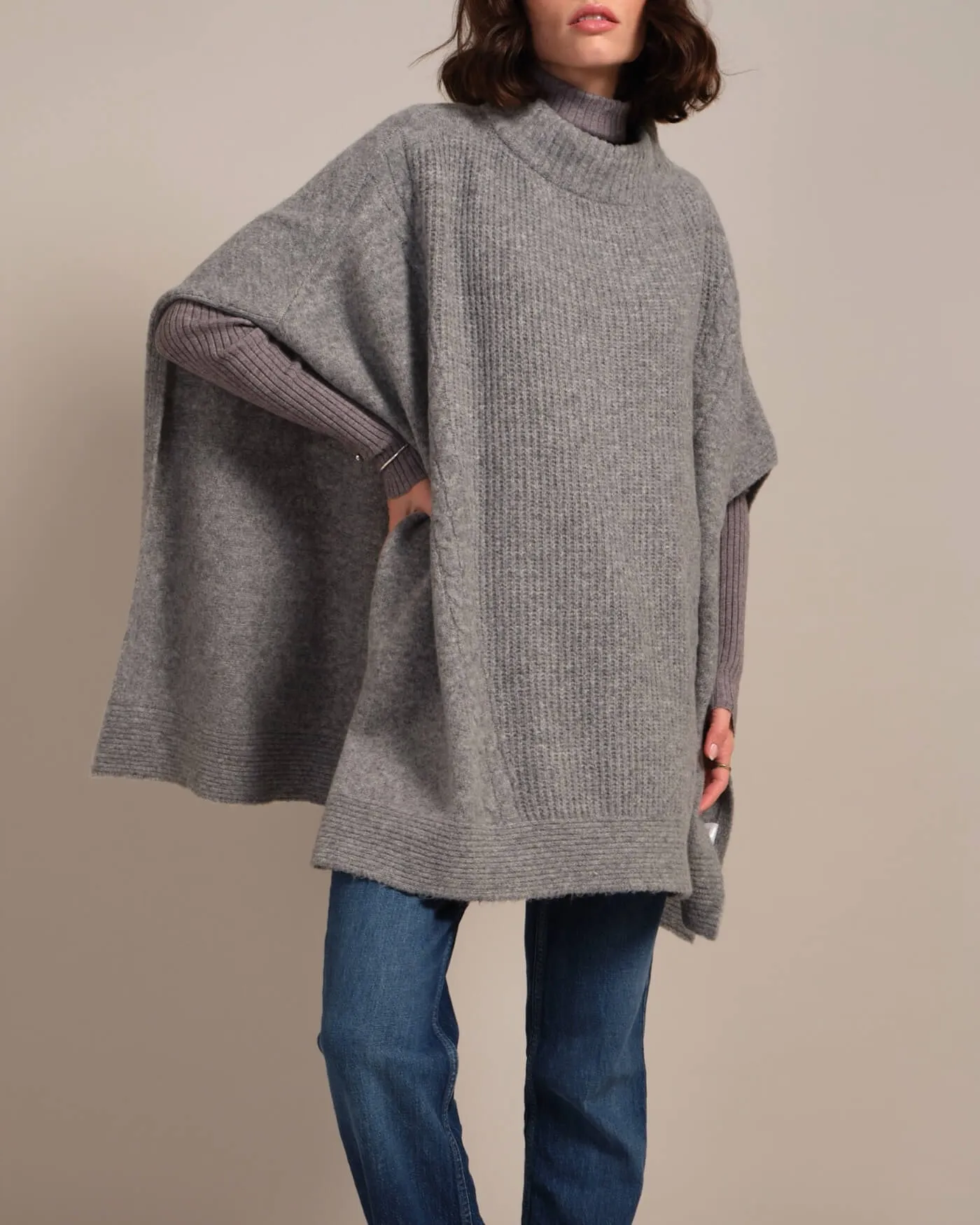 Turtleneck Cable Stitch Poncho