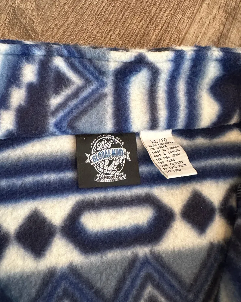 Vintage Aztec Pattern 1/4 Zip Fleece Jacket - Size XL