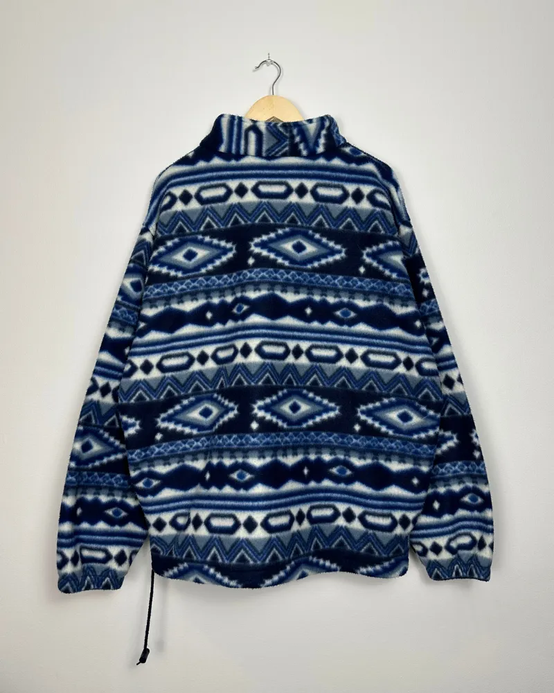 Vintage Aztec Pattern 1/4 Zip Fleece Jacket - Size XL