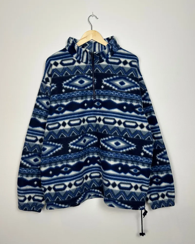 Vintage Aztec Pattern 1/4 Zip Fleece Jacket - Size XL