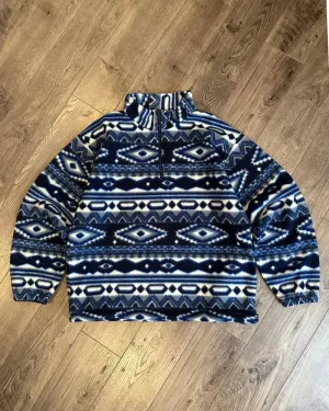 Vintage Aztec Pattern 1/4 Zip Fleece Jacket - Size XL