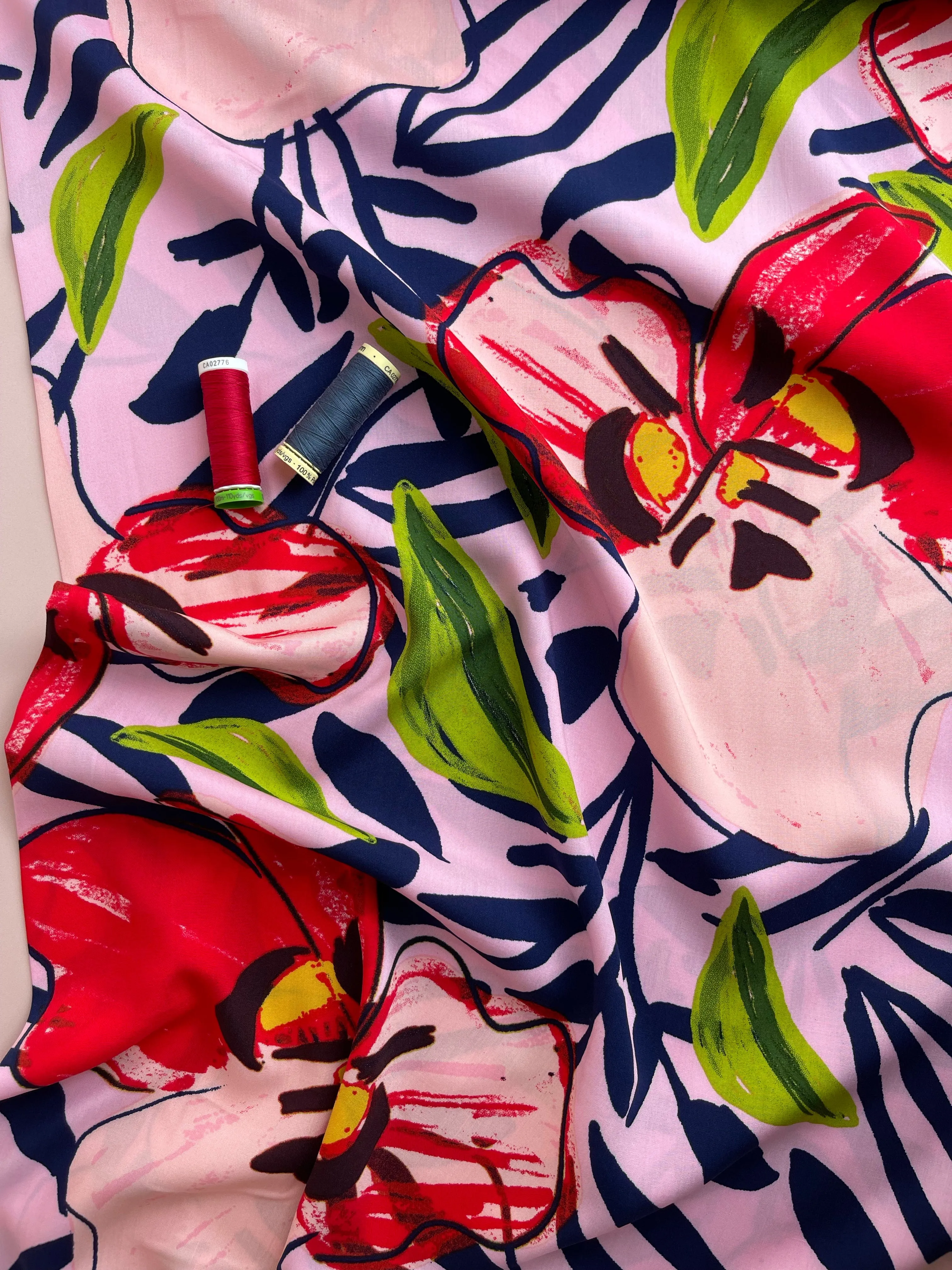 Viola Candy Pink Viscose Poplin Fabric