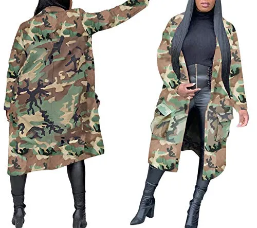 Voghtic Casual Camo Mid-Long Military Jacket
