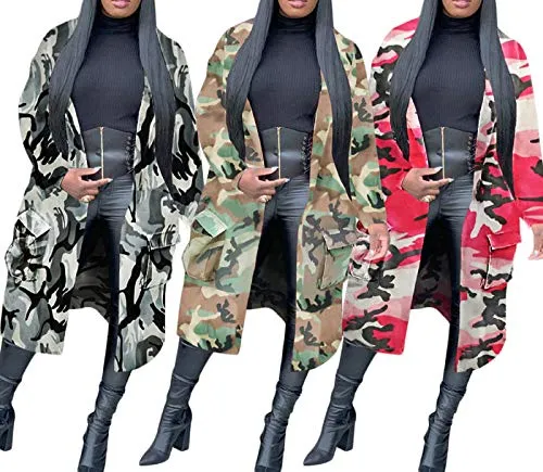 Voghtic Casual Camo Mid-Long Military Jacket
