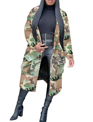 Voghtic Casual Camo Mid-Long Military Jacket