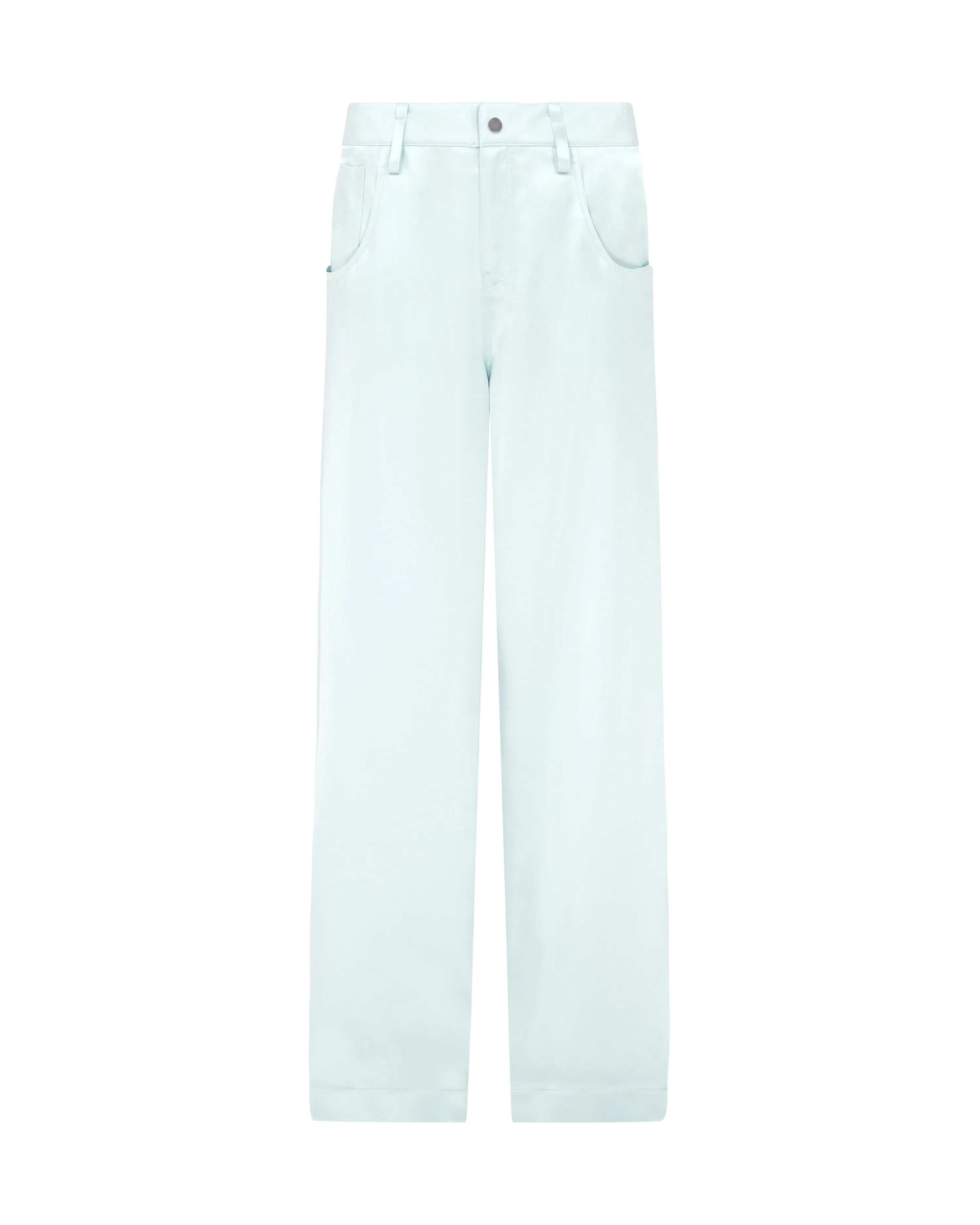 WIDE LEG SATIN TROUSERS IN MINT