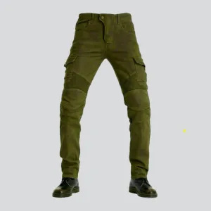 Winter khaki men's biker jeans