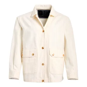 Womens Holland Cooper Ecru Stripe Denim Chore Jacket