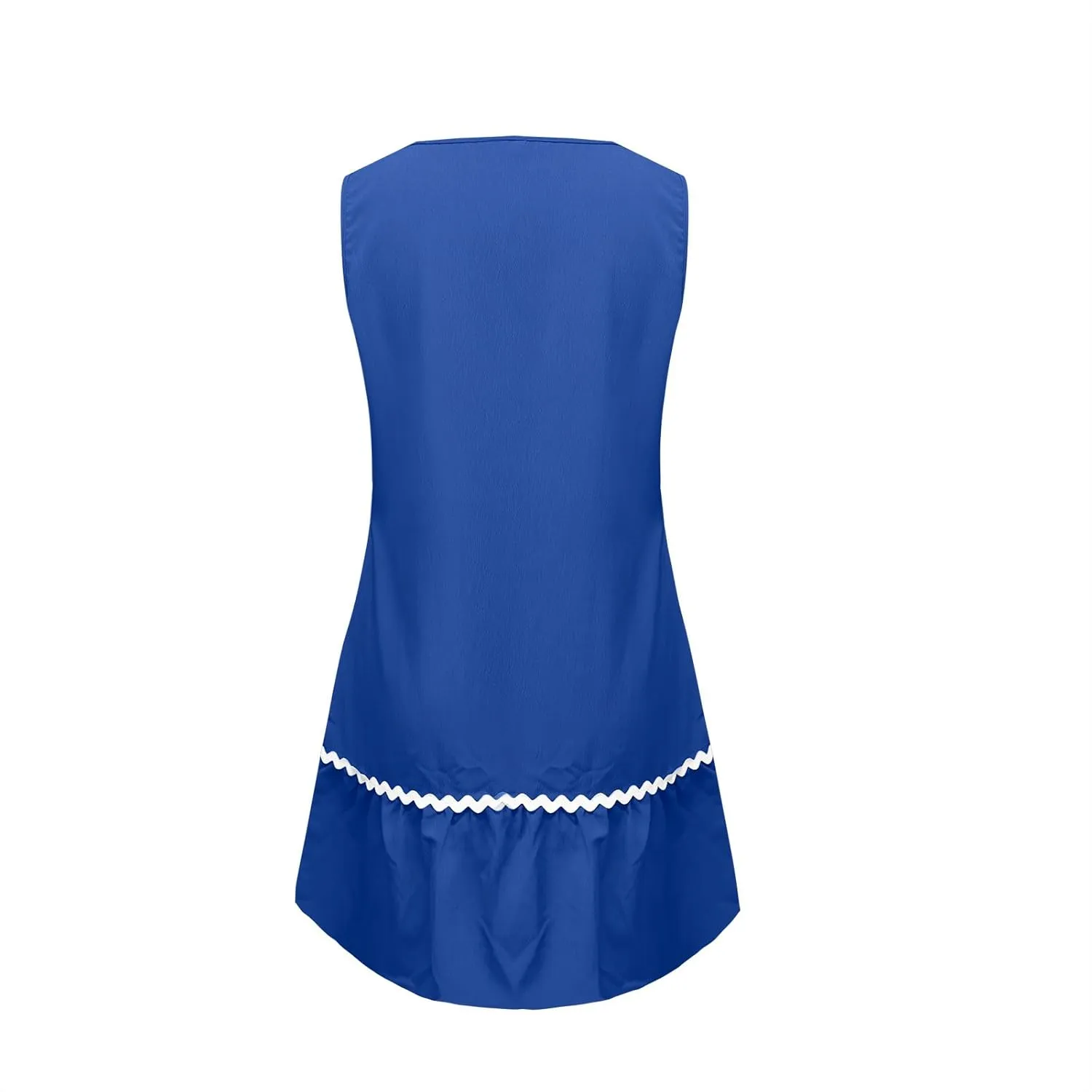 Women's Summer Vacation Sundresses Fashion V Neck Sleeveless Mini Dress Cute Ruffle Trim Boho Beach Dress